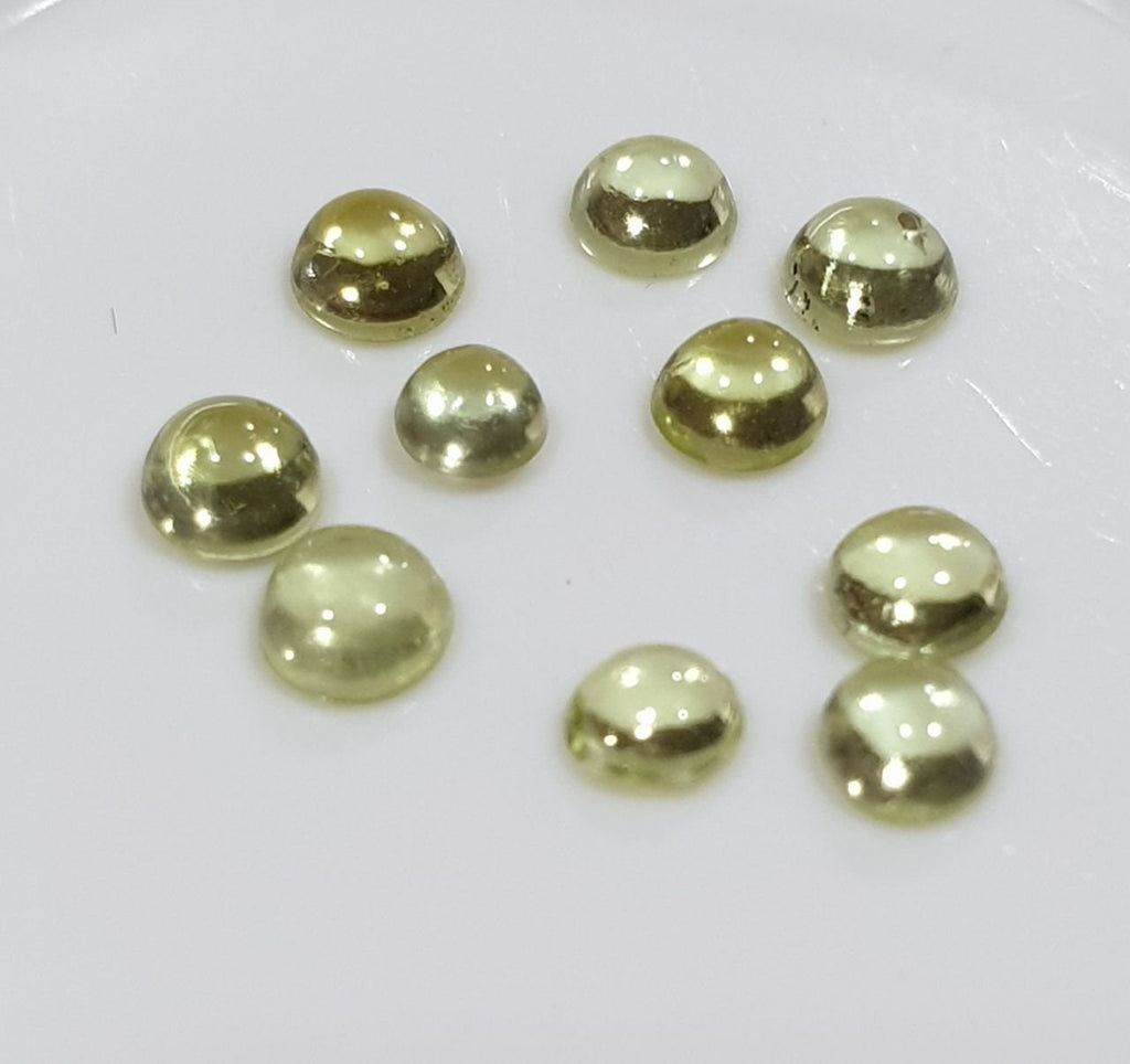 10 Pcs Lot Peridot 2.5mm Round Cabochon 10 Pcs Lot- Natural Stones - Wholesale Gemstones - Calibrated Cabochons