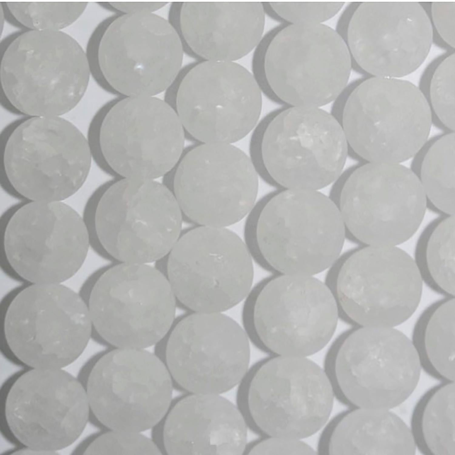 Perles rondes craquelées en cristal de roche St, finition mate lisse, 8 mm, 15 pouces (38 cm) - Fil de 40 cm