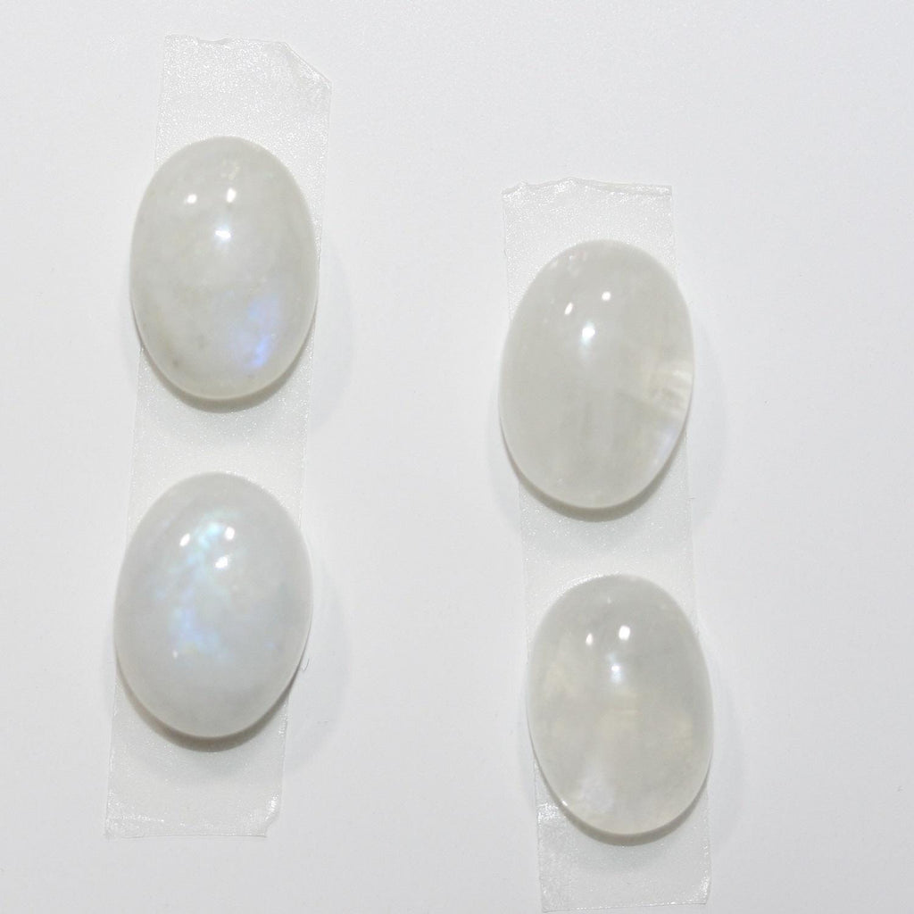 Lote de 4 cabujones ovalados de piedra lunar de 14 x 10 mm (4 piezas).