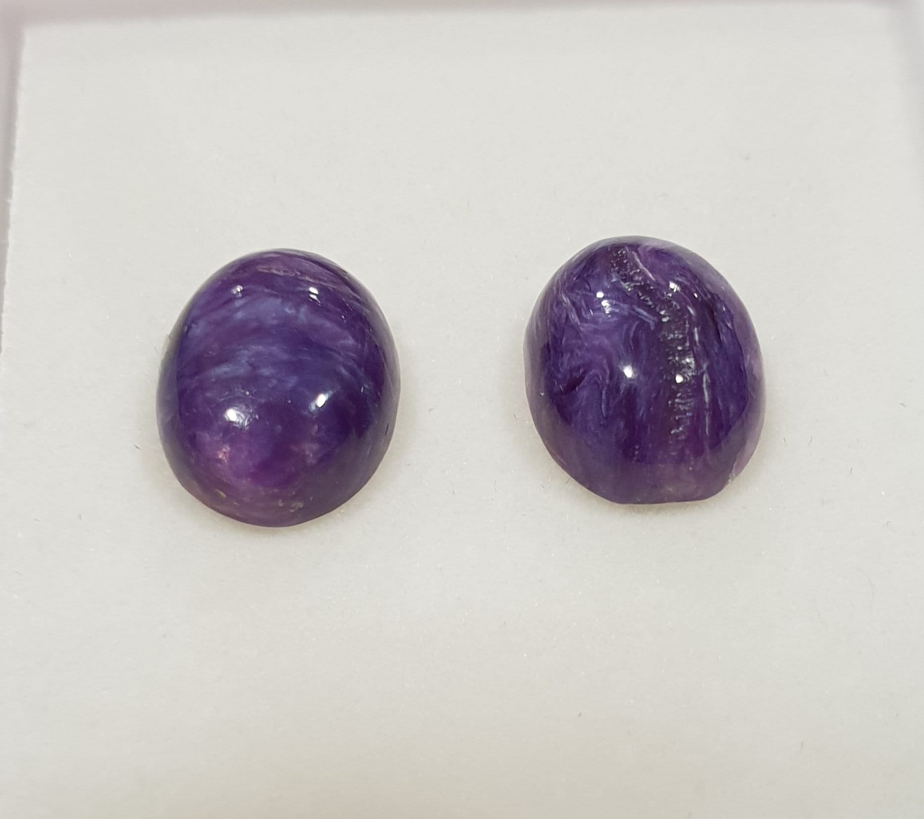1 Pair AAA Top Quality Russian Charoite Oval Cabochon 8x10mm . Jewelry Supplies- Rare Gems- 2pcs- Earrings-DIY