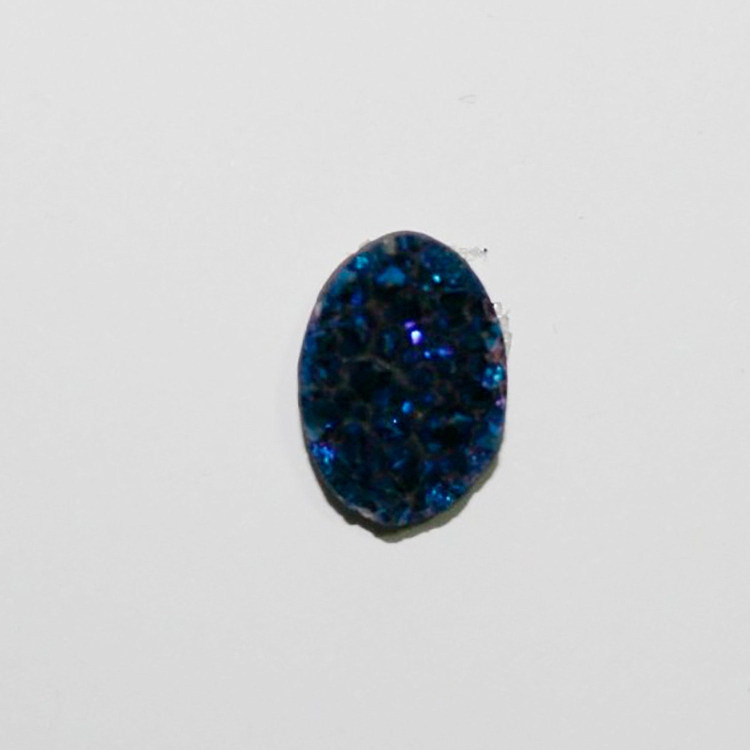 Lote de 4 cabujones ovalados de ágata drusa azul (4 unidades) de 15 x 10 mm