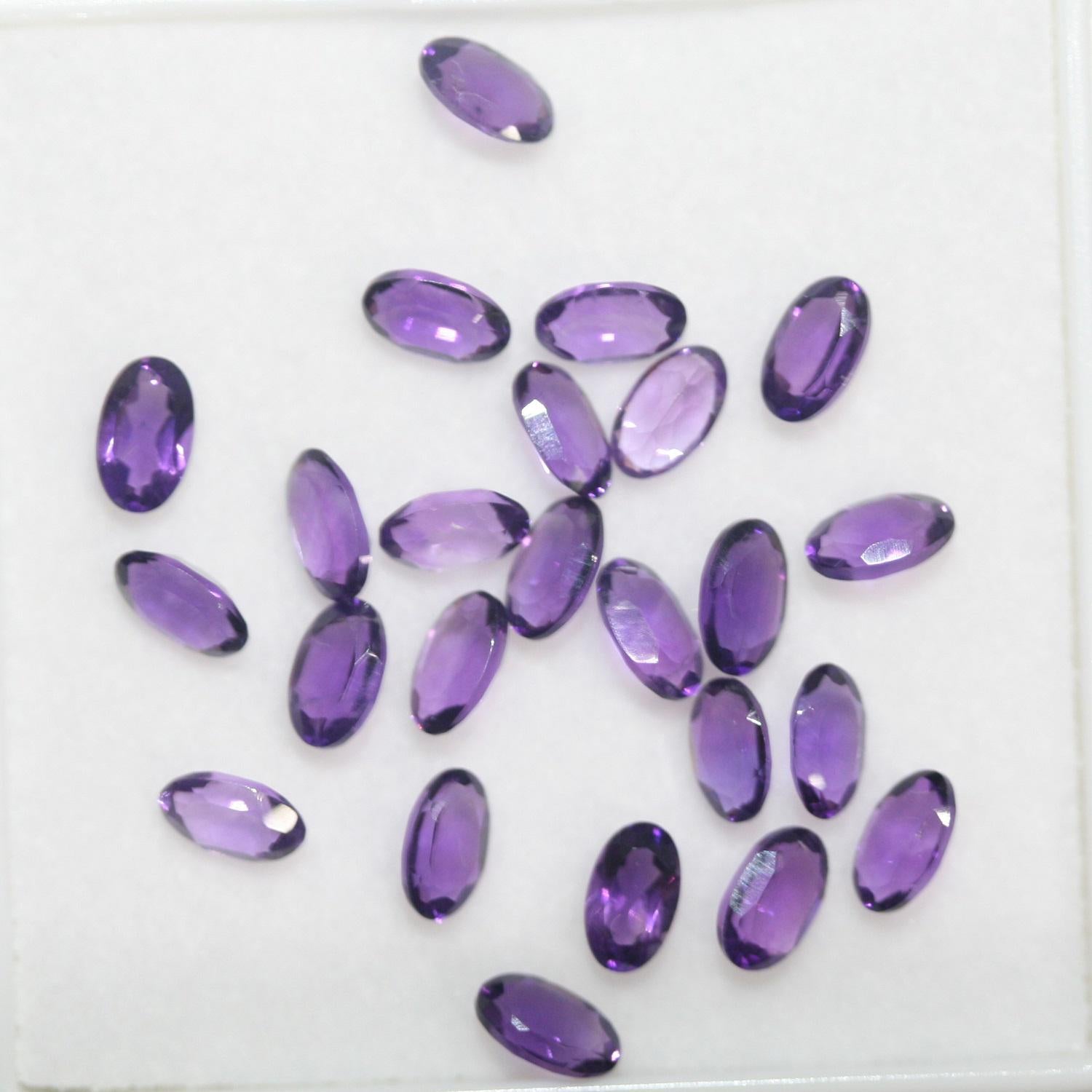 Lote de 24 amatistas facetadas ovaladas de 5 x 3 mm (24 piezas)