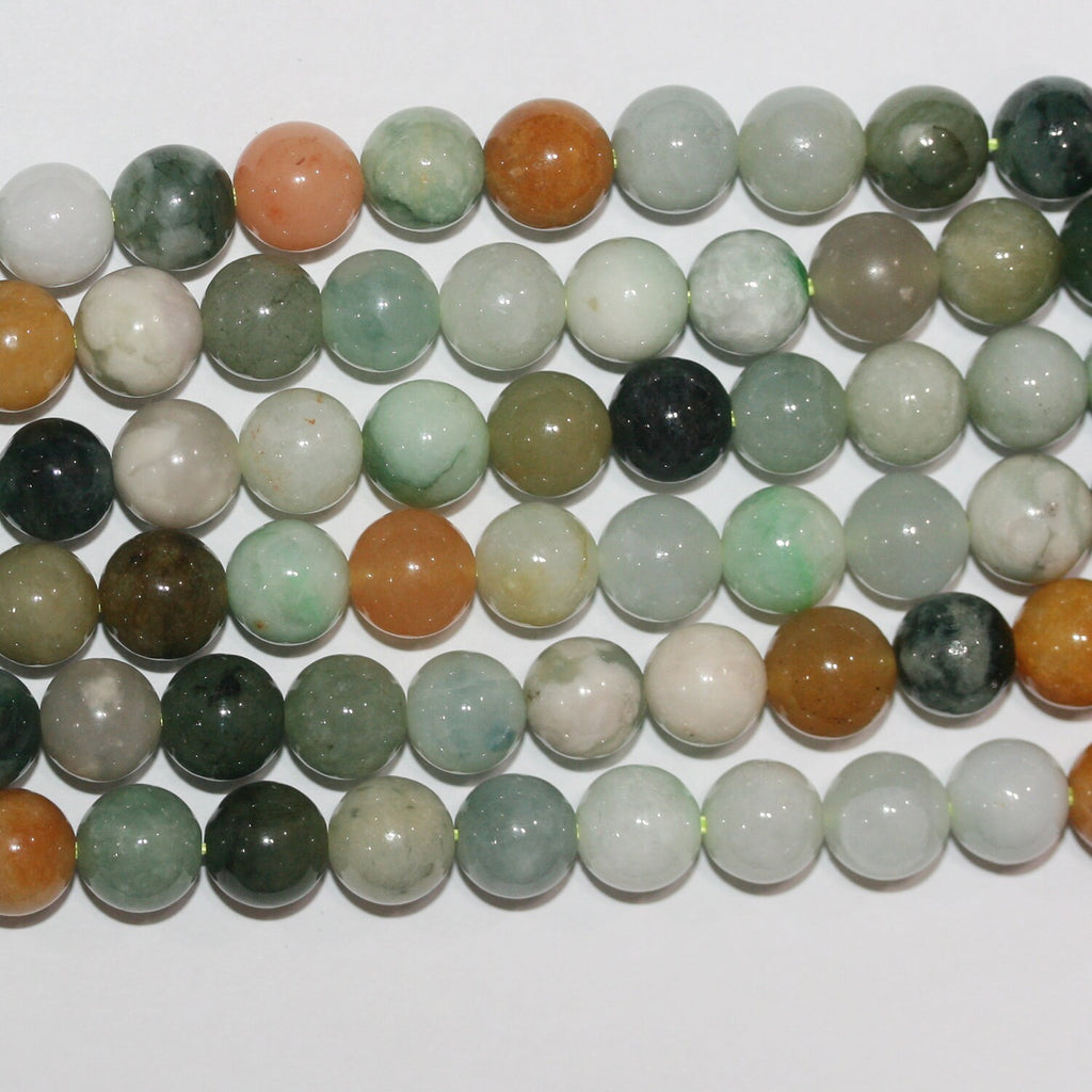15" st Perles rondes lisses en jade de Birmanie 6 mm.-Rig 39 cm.