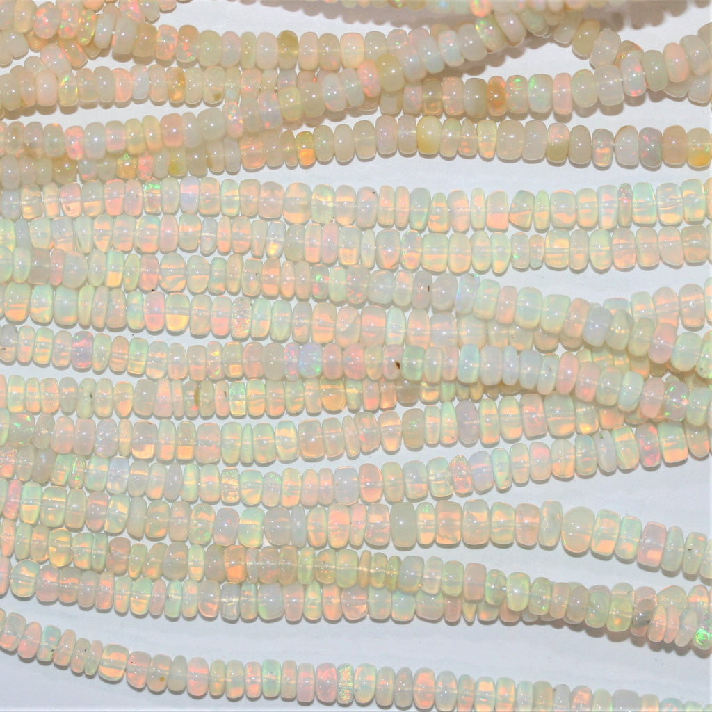 Cuentas redondas lisas graduadas de ópalo etíope de 16", 4 x 2 - 5,5 x 3 mm, tira de 40 cm.