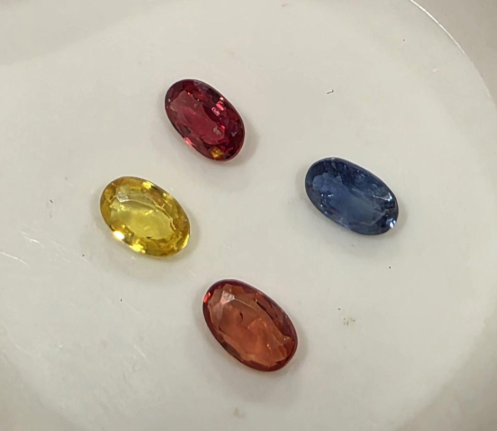 Lote de zafiros multi-óvalos naturales de 4 x 3 mm, color verde, amarillo y naranja - Venta al por mayor - Piedras de primera calidad