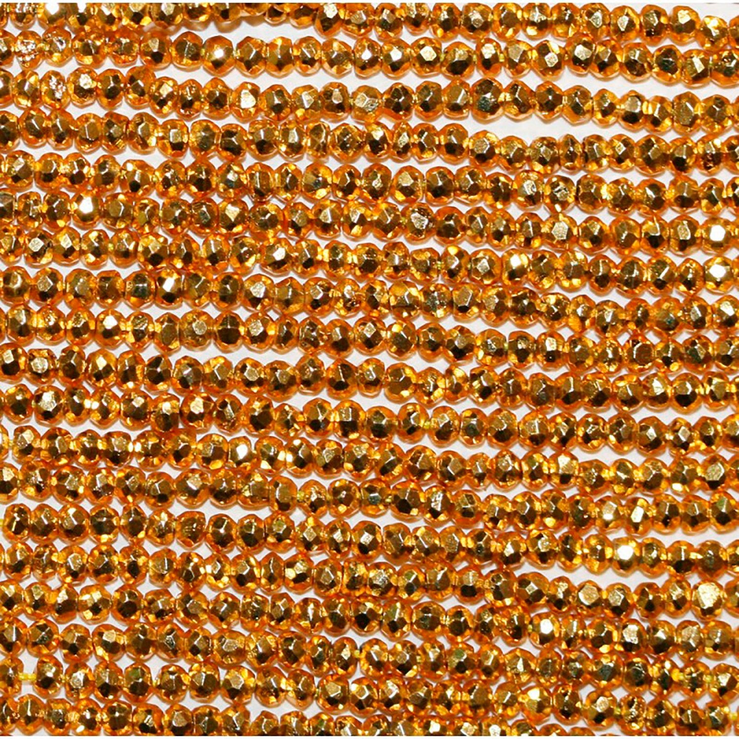 12" St Gold Pyrite Faceted Rondelle 3x2.5mm.-Strand 32cm.