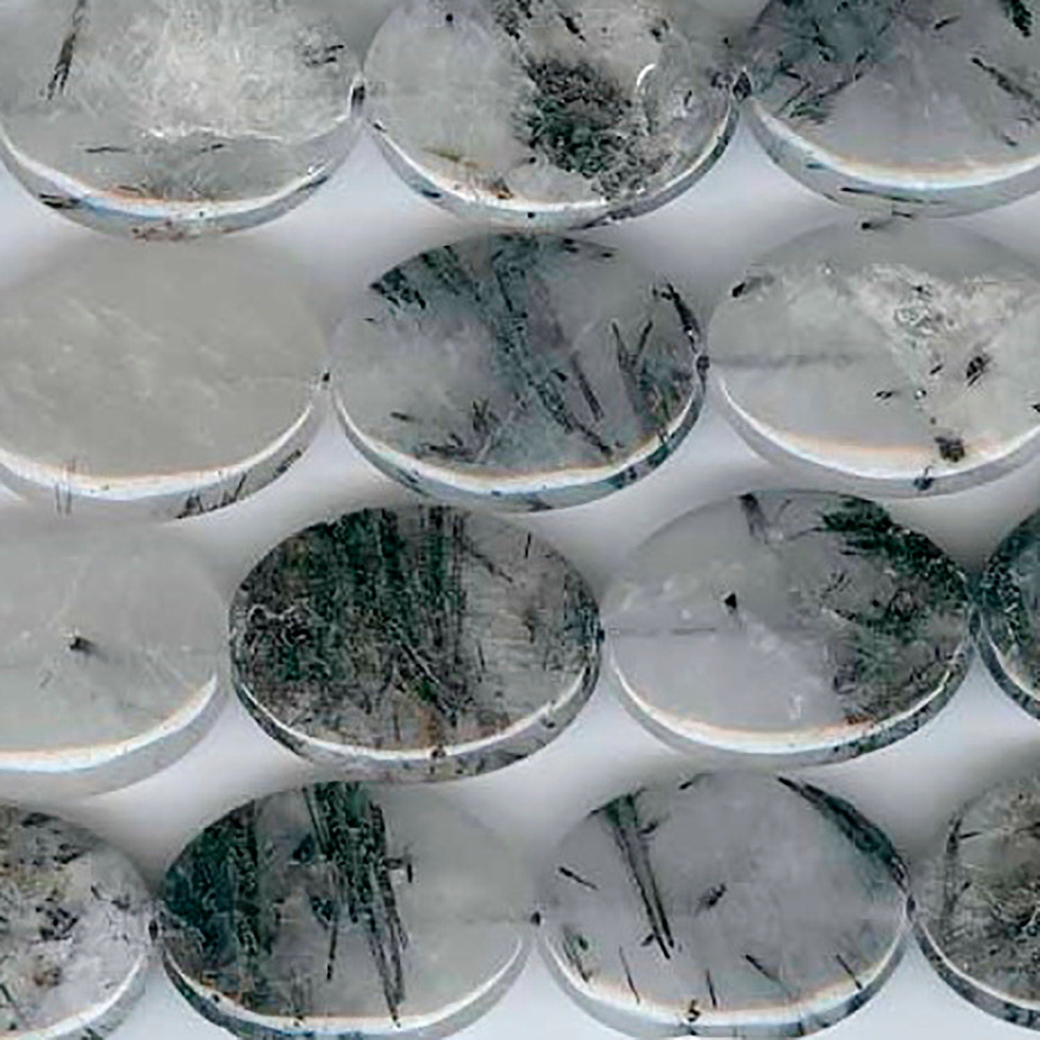 Cuentas ovaladas lisas de cuarzo turmalinado de 16", 30 x 22 mm, tira de 40 cm