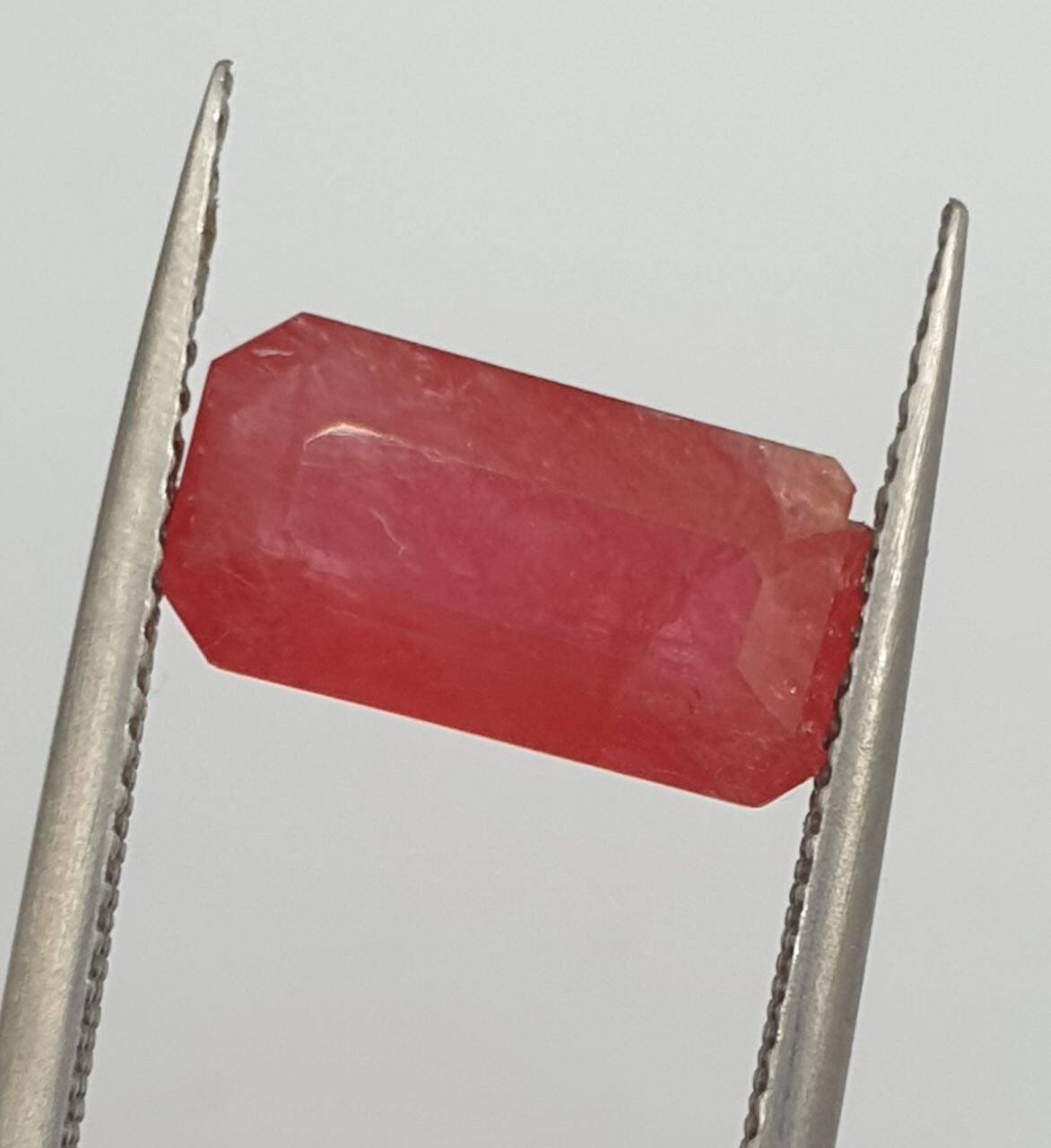 Rare Earth Mined Manganese Red Rhodonite Faceted Octagon  Top Color 12.3x6.4x4.3mm 3.6ct- One Of a Kind- Rare Gems