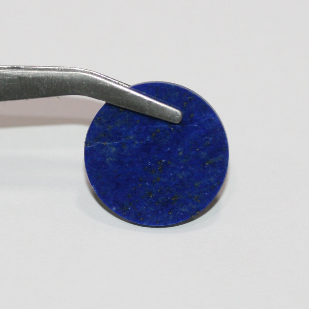 Lote de 2 cabujones redondos de disco plano de lapislázuli de 20 mm. (2 piezas).