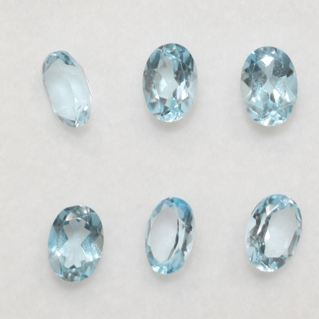 Lote de 6 topacios azul cielo facetados ovalados de 7 x 5 mm. (6 piezas).