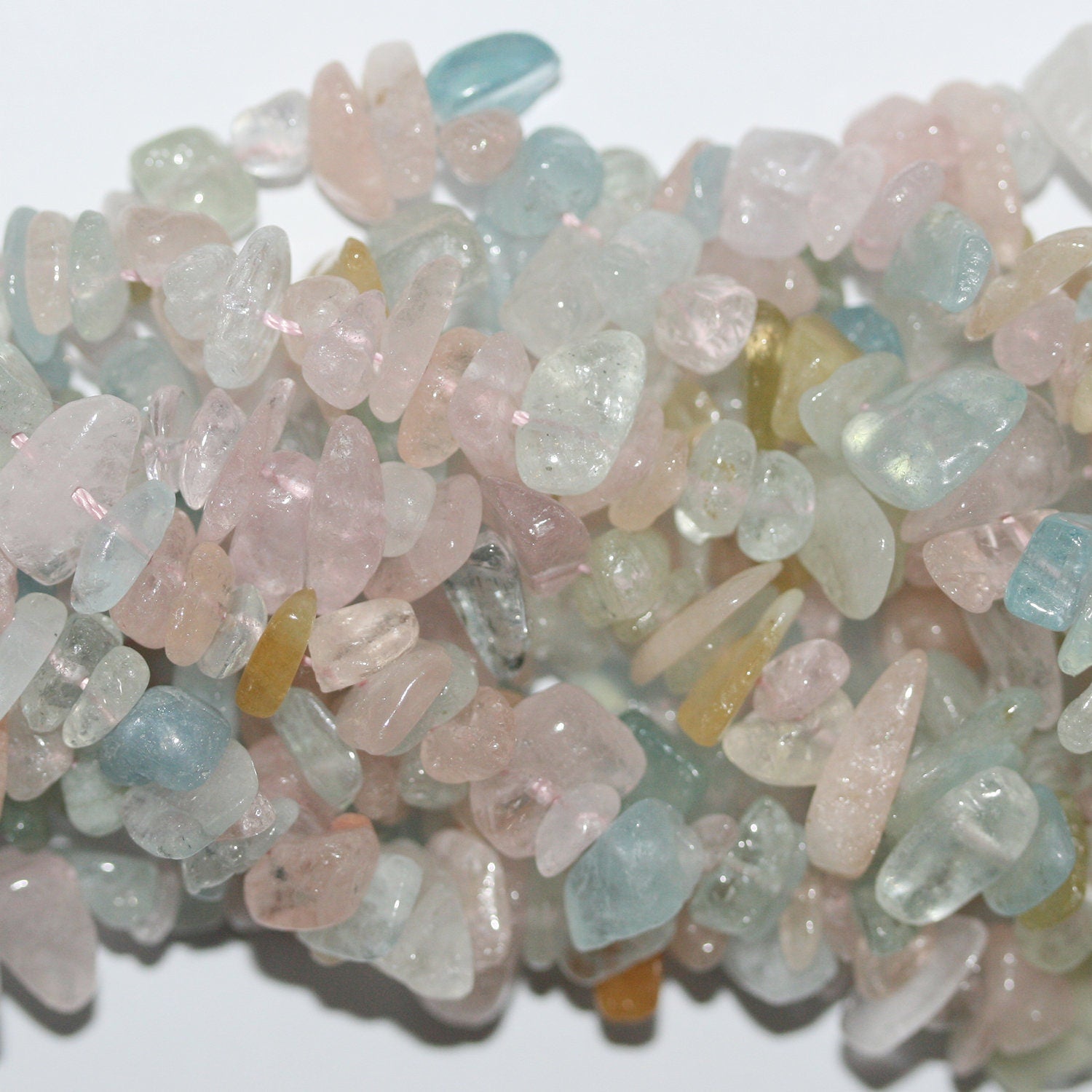 Cuentas lisas de multiberilo de 16" (10 x 8 mm). Aprox. - Hilo de 40 cm.