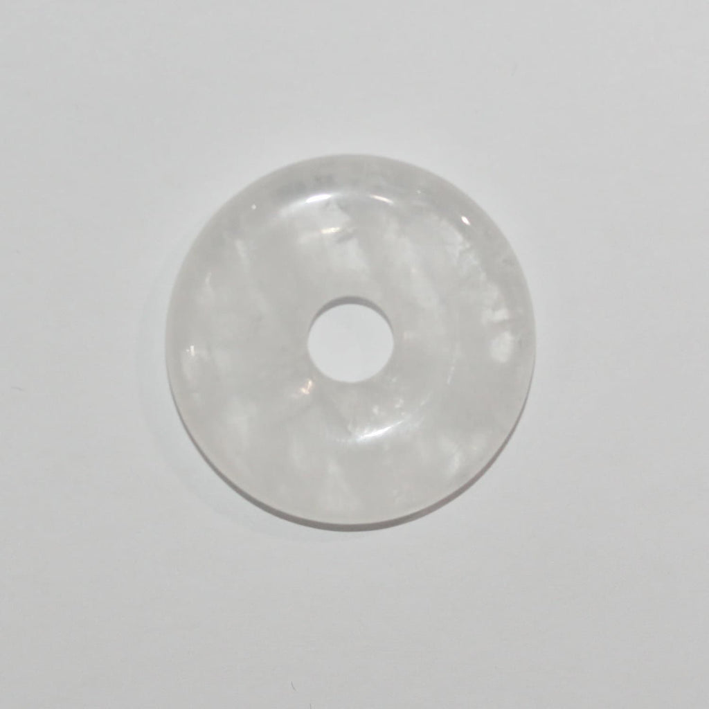 Pendentif en quartz cristal de roche en forme de donut, 30 mm