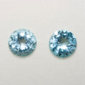 Lote de 2 topacios celestes redondos facetados de 10 mm (2 unidades)