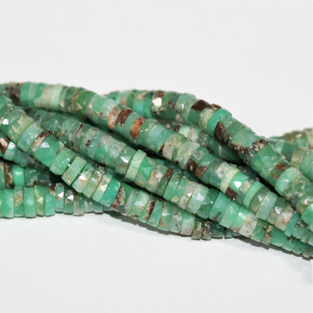 16" Cuentas de disco facetadas de Santa Crisoprasa 7x2 mm.-Hilo 42 cm.