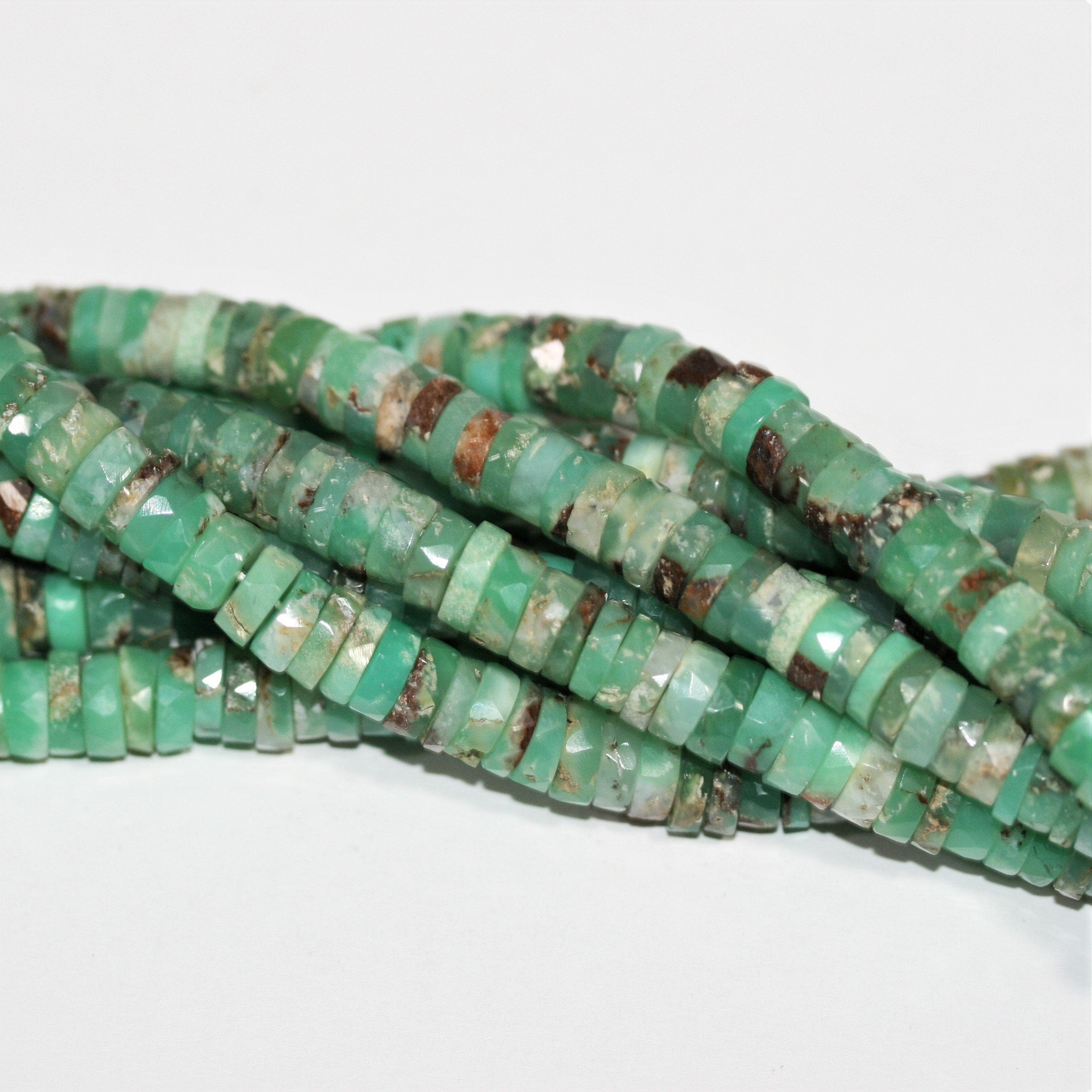 16" Cuentas de disco facetadas de Santa Crisoprasa 7x2 mm.-Hilo 42 cm.