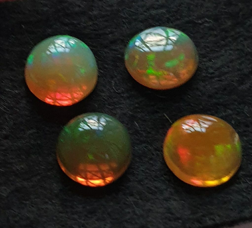 Ethiopian Opal Lot Round Cabochon 6mm. (4pcs)  -Gemstone Parcels-Loose Stones Wholesale Price