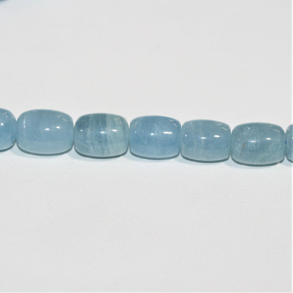 Cuentas de aguamarina lisas de 16" (16 x 12 mm). Longitud aproximada: 40 cm.
