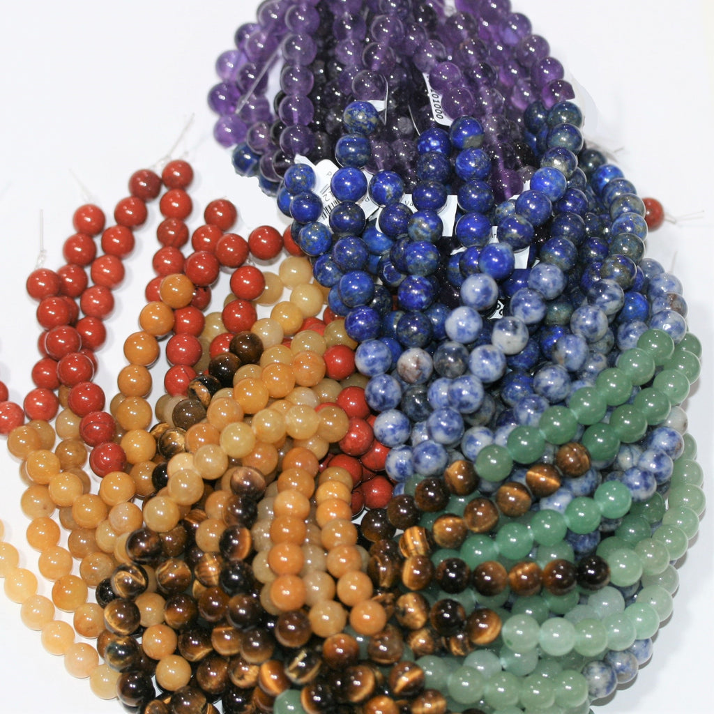 16" St Multi Stone Cuentas Redondas Lisas 6mm.- CHAKRAS - Hilo 39cm.