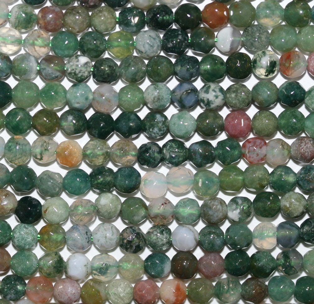 Cuentas redondas facetadas de ágata india de 16" (12 mm) - Hilo de 40 cm