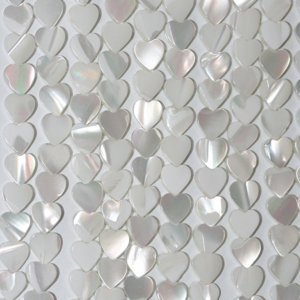 Cuentas de corazón lisas St MOP de 16", 6-6,5 mm - Hilo de 40 cm