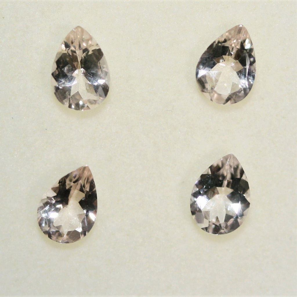 Lote de 4 Morganitas Facetadas en Forma de Gota de 7x5 mm (4 Piezas)