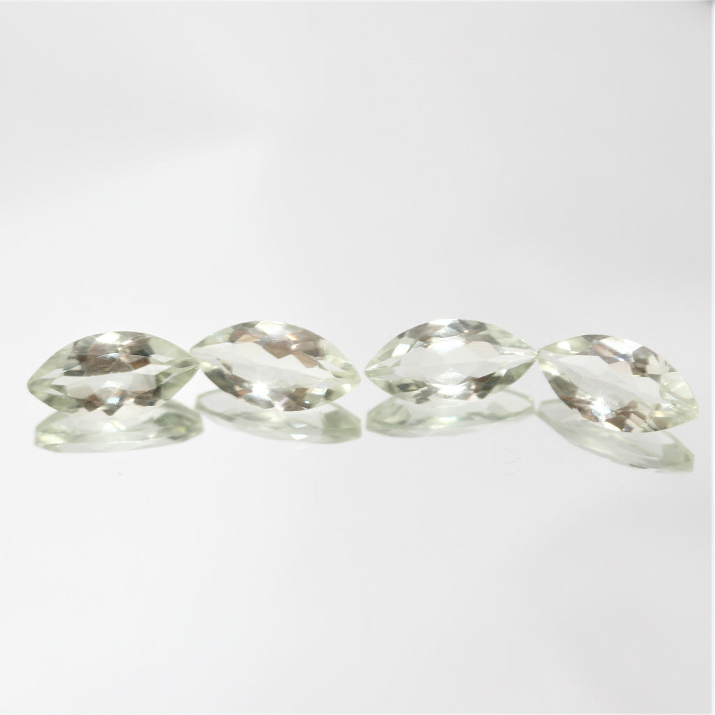 Lote Marqués Facetado de Prasiolita 14x7mm.- 4 Piezas