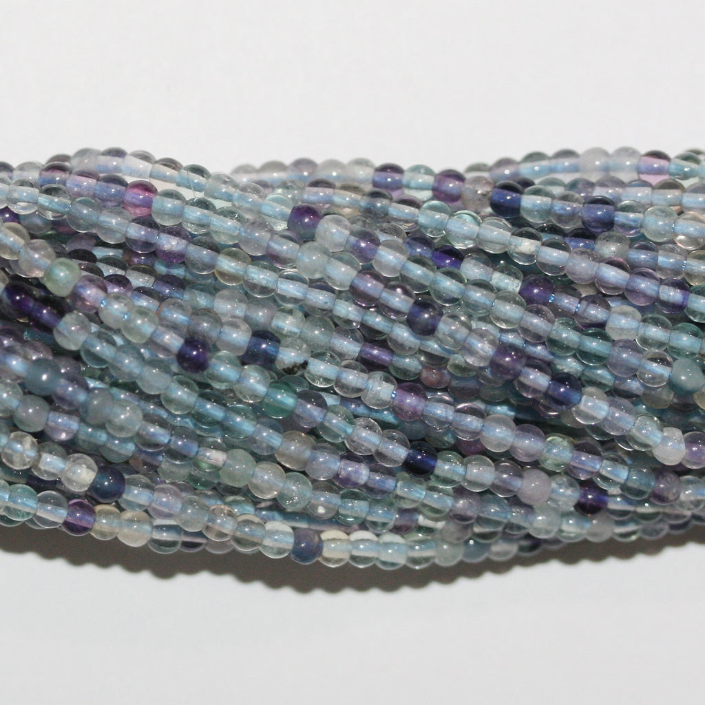 Perles rondes lisses en fluorite St 15" 2,5-3 mm.-Rig 39 cm.