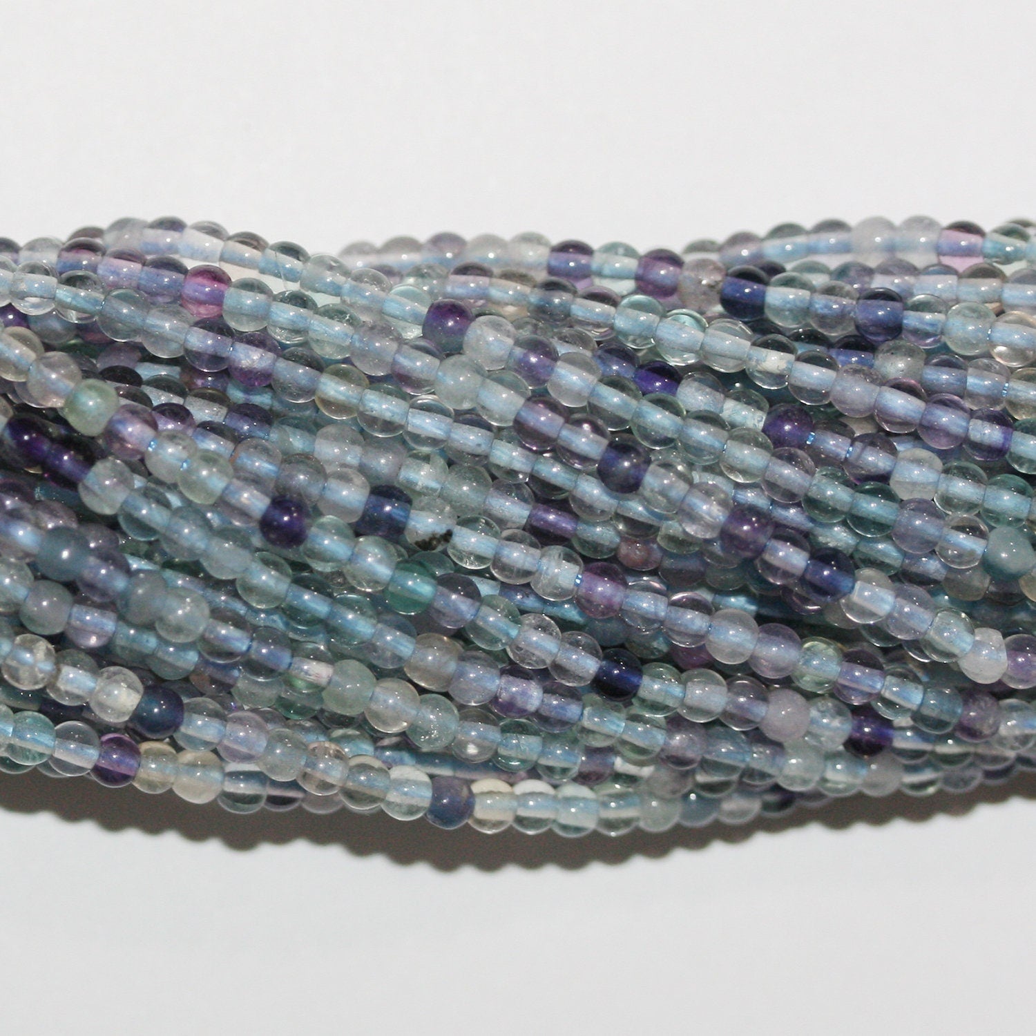 Perles rondes lisses en fluorite St 15" 2,5-3 mm.-Rig 39 cm.
