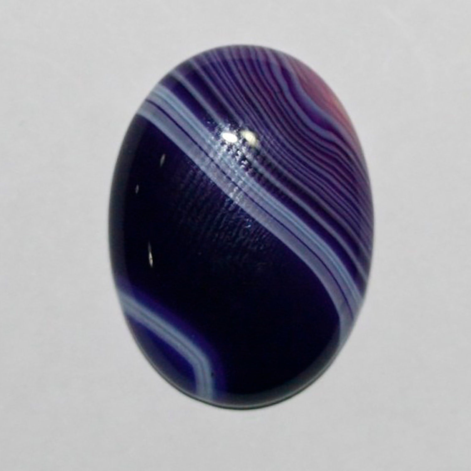 Lote de 2 cabujones ovalados de ágata rayada morada (2 unidades) de 30 x 22 mm