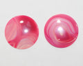 1 Pair Striped Fuchsia Agate Round Flat Cabochon 36.5mm. (2 pcs.)