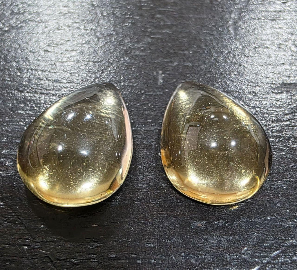 Natural Citrine Pair 16x12mm  Drop Cabochon Shape. 2 pcs