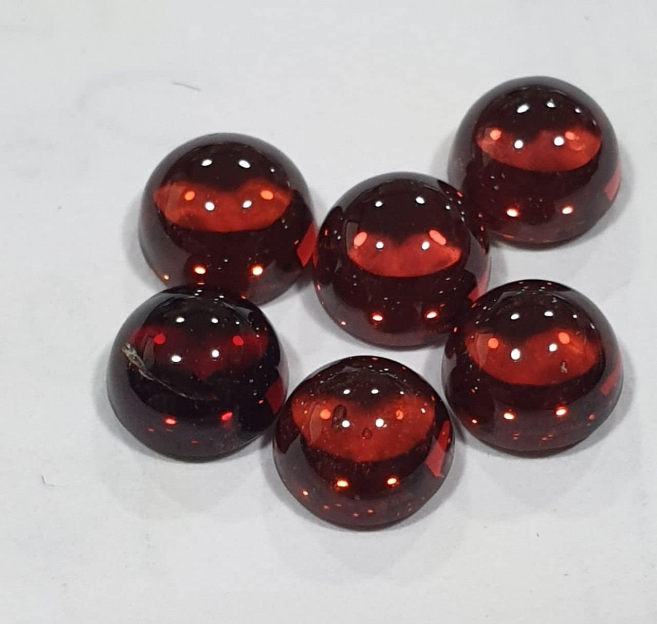 Lote de 6 cabujones redondos de granate rojo de 5 mm (6 unidades) - Paquetes de piedras preciosas - Piedras sueltas - Precio al por mayor