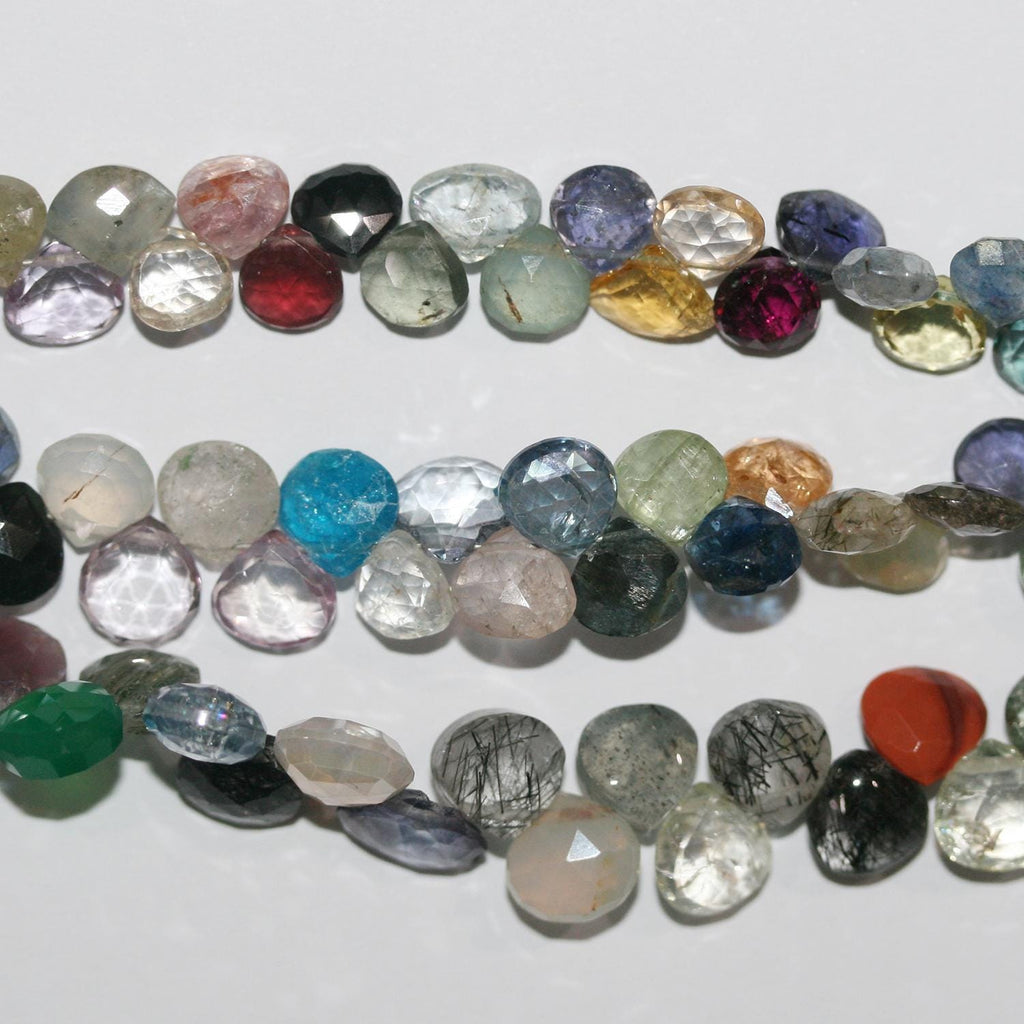 Perles en forme de goutte à facettes en pierre multiple de 8 pouces, 5-6 mm environ - Longueur du fil : 21 cm.