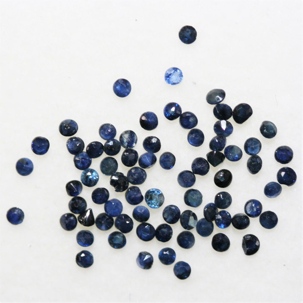 Lote de zafiro azul redondo facetado de 1,7 mm - Lote de 2 quilates
