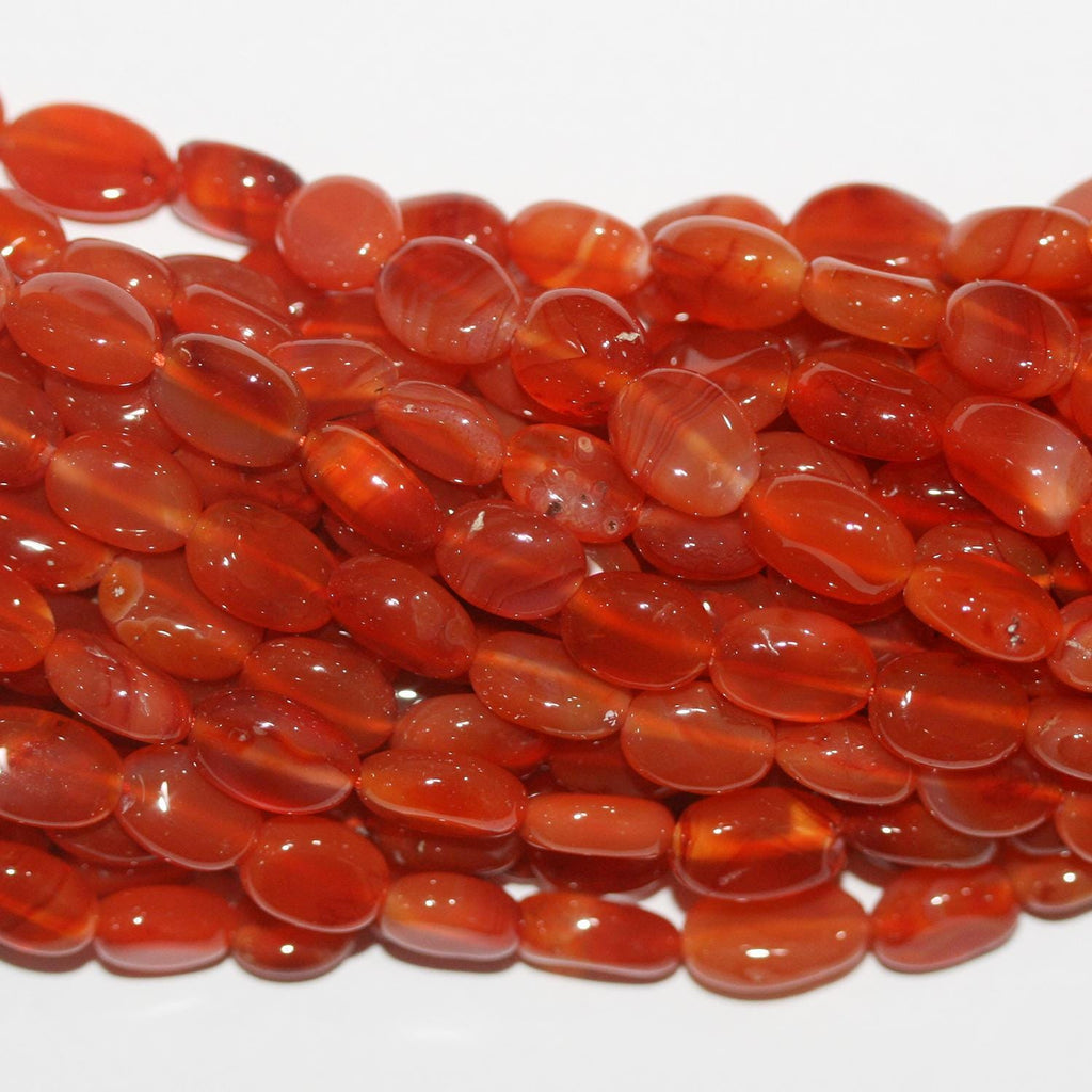 14" St Carnelian Smooth Oval Beads 9x6mm.-Approx .-Strand 36cm