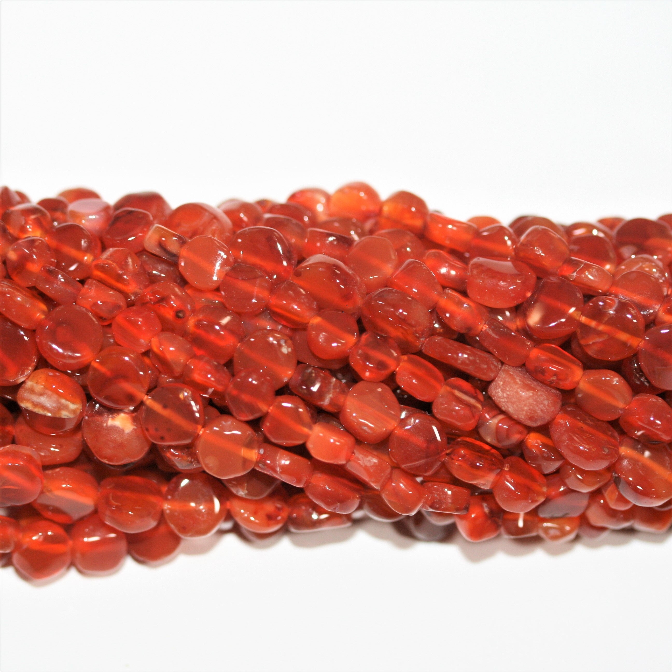 Perles de monnaie St Carnelian Smnooth 15" 6 mm - Fil 38 cm.