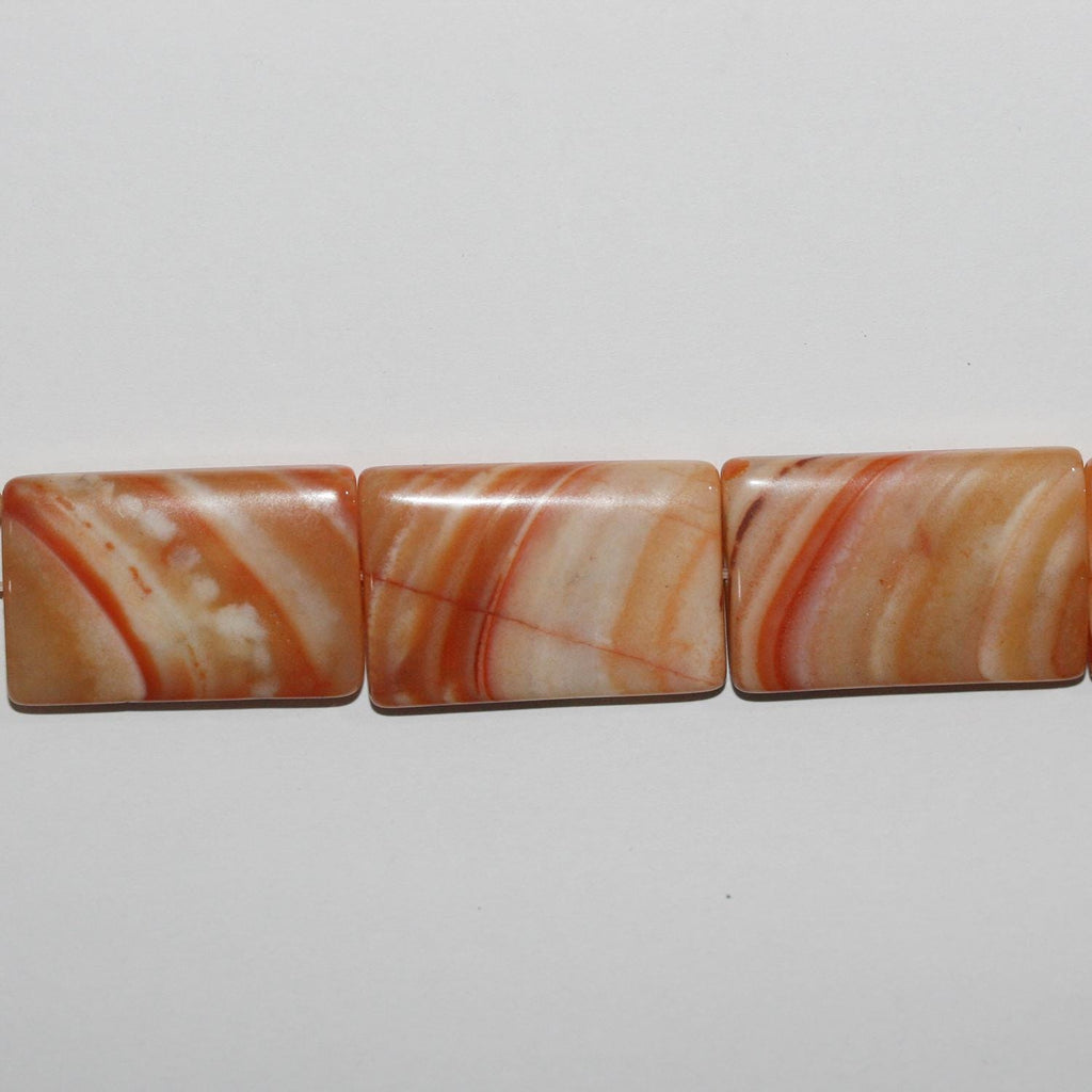 Cuentas rectangulares lisas de cornalina de Santa de 16", 30 x 20 mm, tira de 40 cm