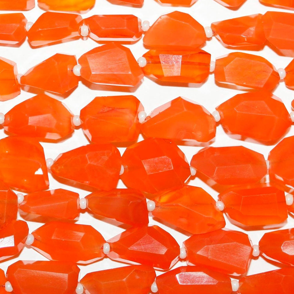 14" St Carnelian Faceted Nugget 10-12mm.Approx.-Strand 35cm.