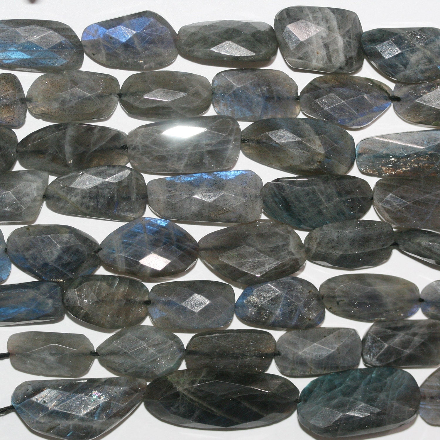14" St Labradorite Faceted Nugget Beads 19x12mm. Approx.- Strand 37cm