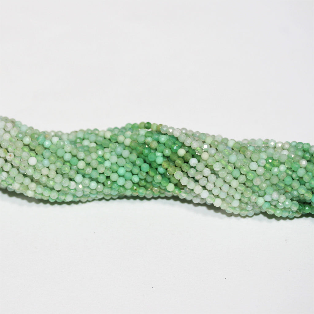 16" Cuentas Redondas Facetadas de Crisoprasa Santa 2mm.-Hilo 40cm.