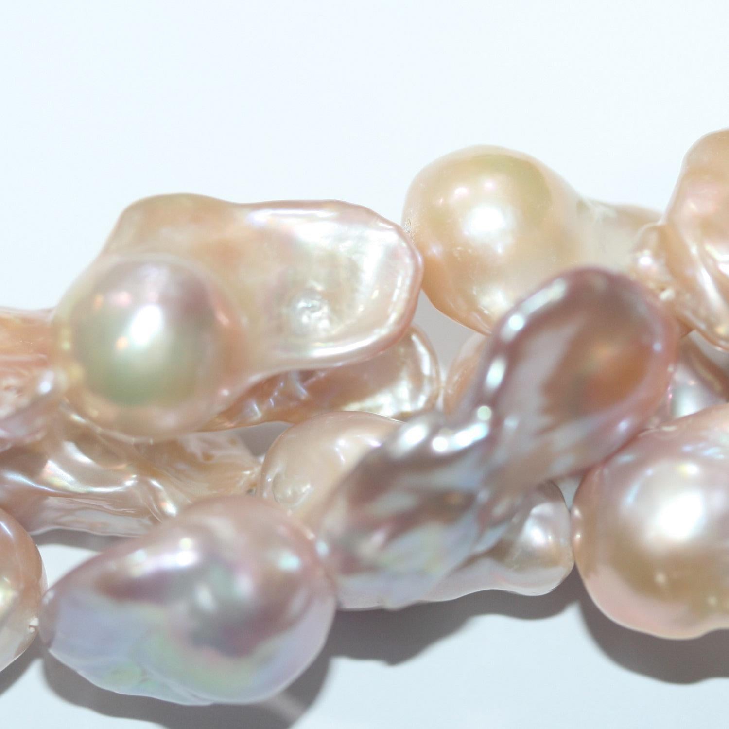 Perlas barrocas multicolores de 40 cm, 25 x 14 mm aprox. - Hilo de 40 cm - Artículo 14536 - Precios al por mayor de perlas naturales