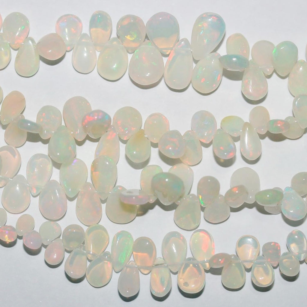 Cuentas de ópalo etíope de San Etiopía, lisas y graduadas, de 8" (6 x 4-10 x 8 mm, aprox.), tira de 20 cm