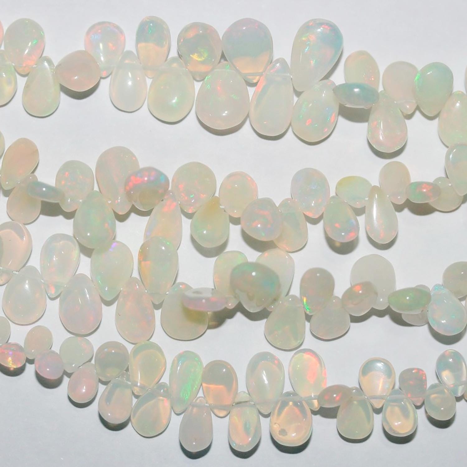 Cuentas de ópalo etíope de San Etiopía, lisas y graduadas, de 8" (6 x 4-10 x 8 mm, aprox.), tira de 20 cm