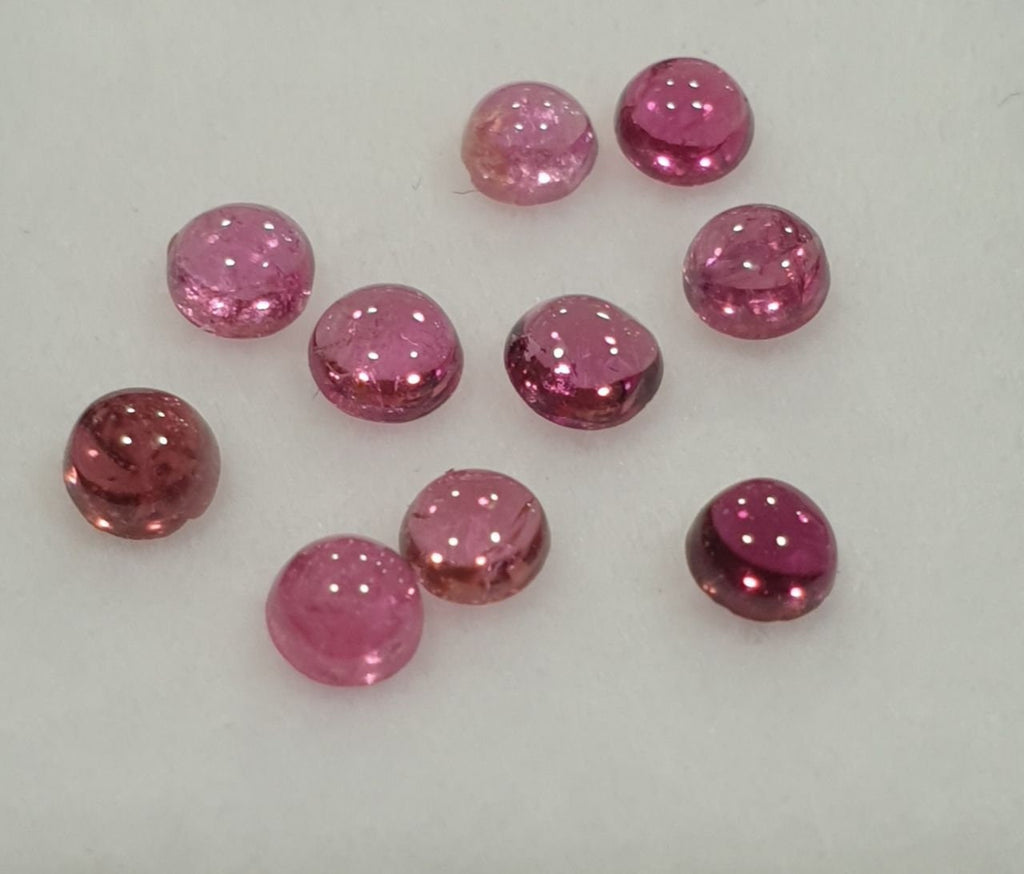 10 Pcs Pink Tourmaline Round Cabochon Lot 3mm Small Size Gemstone Cabochon- Natural Calibrated Stones