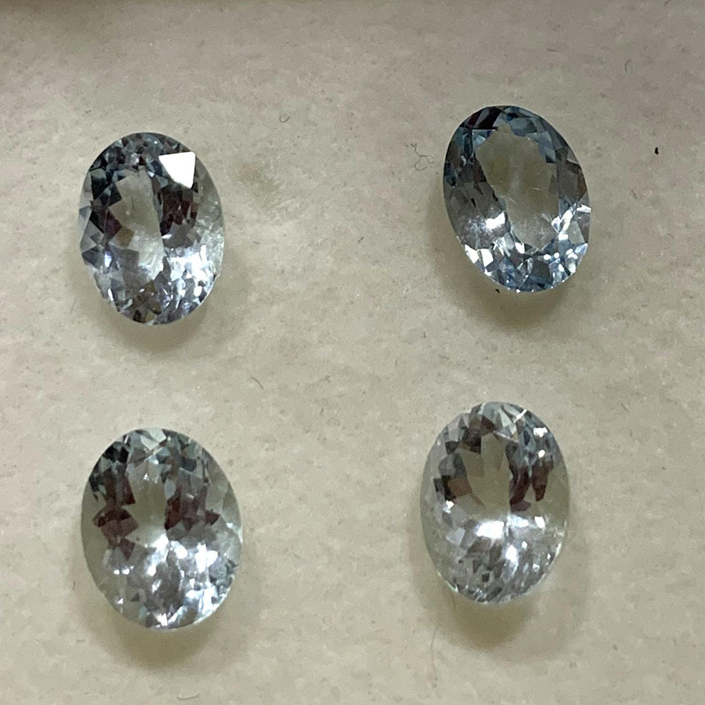 Lote de Aguamarina Ovalada Facetada 8x6mm.- (4 Piezas).-Piedras Preciosas al por Mayor Piedra Cortada de Primera Calidad