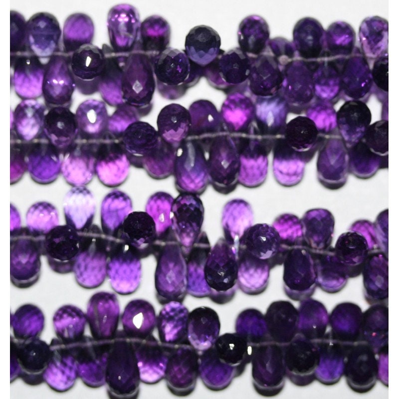 Cuentas de amatista africana facetadas de 7,5" de alta calidad, forma de lágrima, 8 x 5 mm