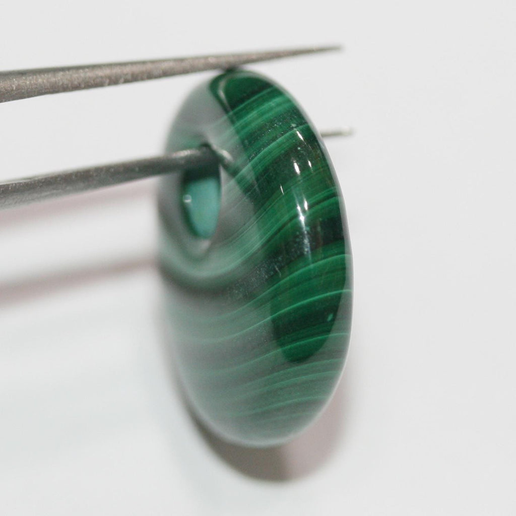 Pendentif rond lisse en malachite 20 mm