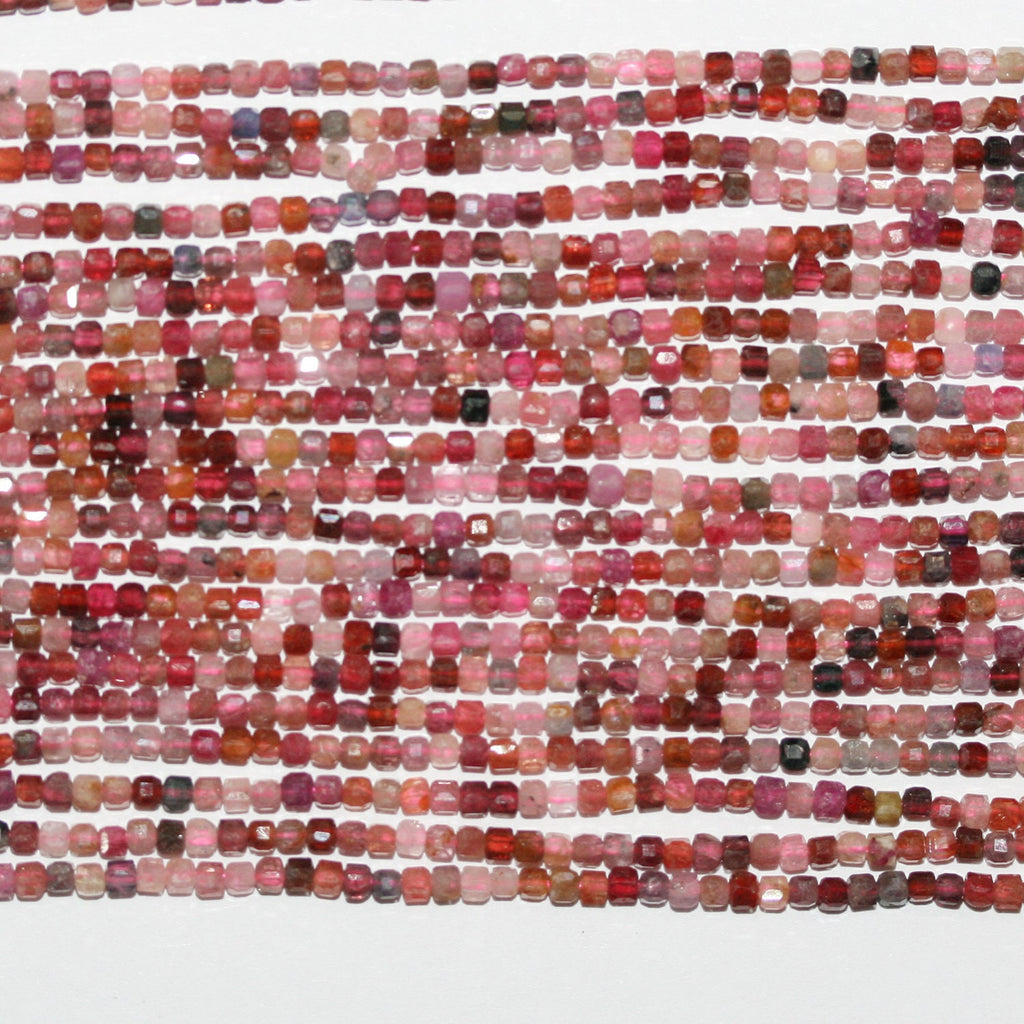 15" St Perles cubiques à facettes en spinelle multicolore 2 mm.-Rig 39 cm.
