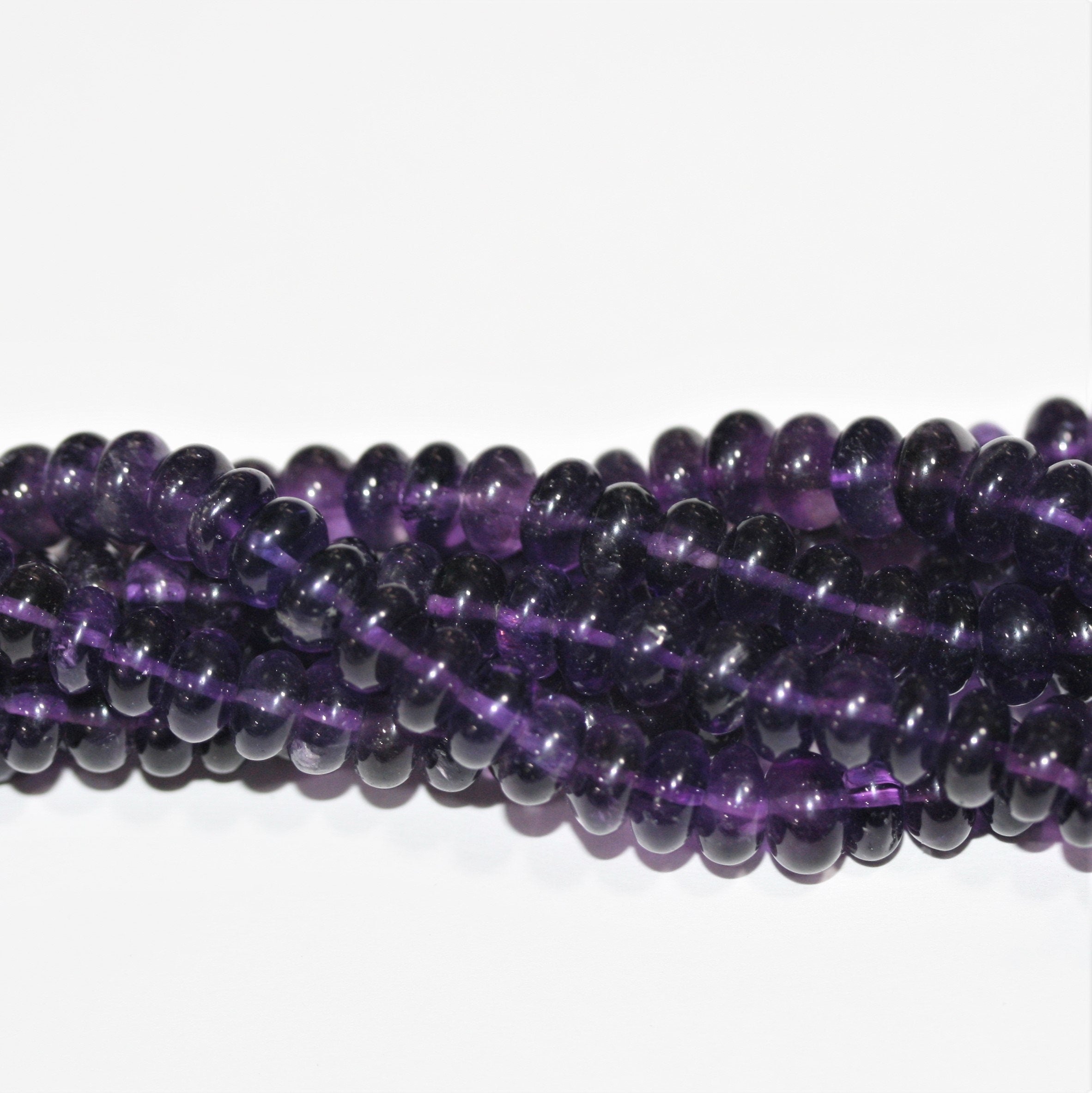 Cuentas redondas lisas graduadas de amatista Santa de 20" de 6 x 4-9 x 5 mm, aprox. - Hilo de 50 cm.