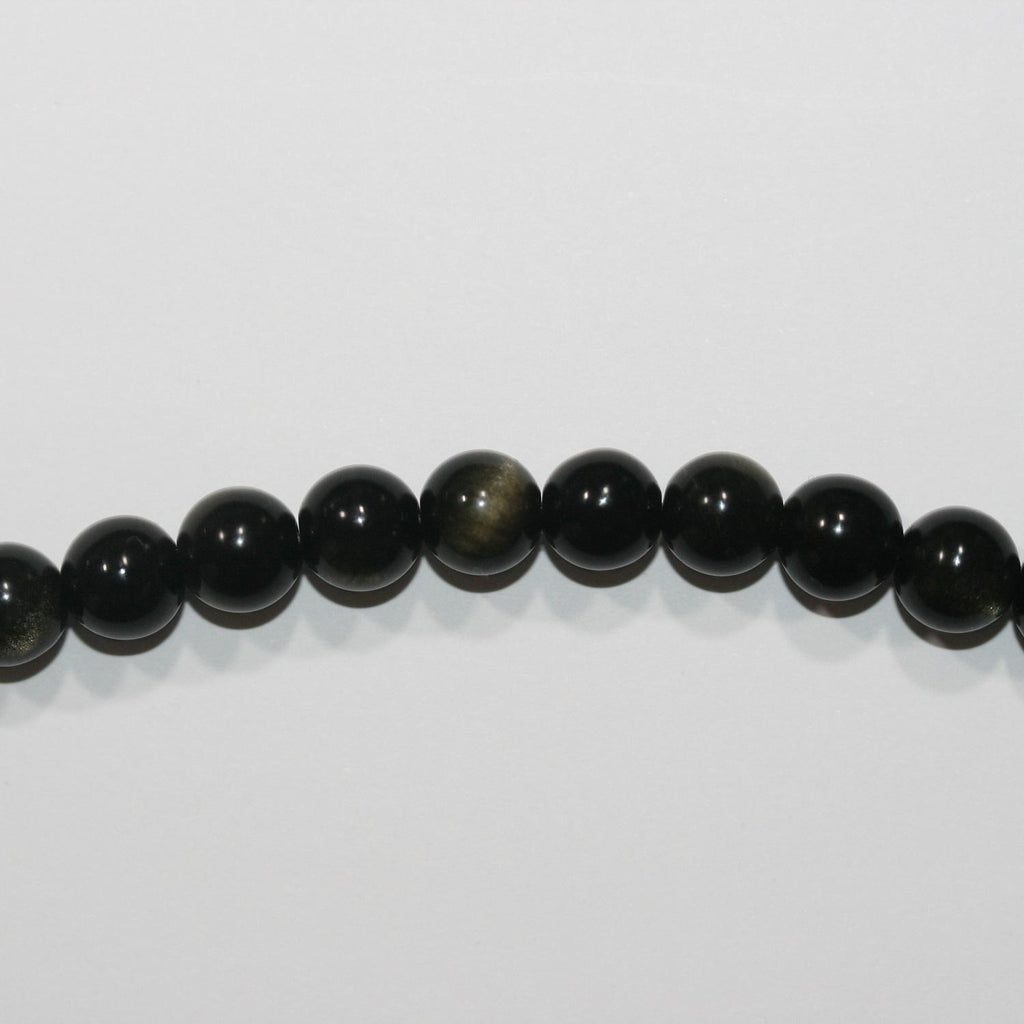 14" St  Gold Obsidian  Smooth Round Beads 6mm -Strand 38cm